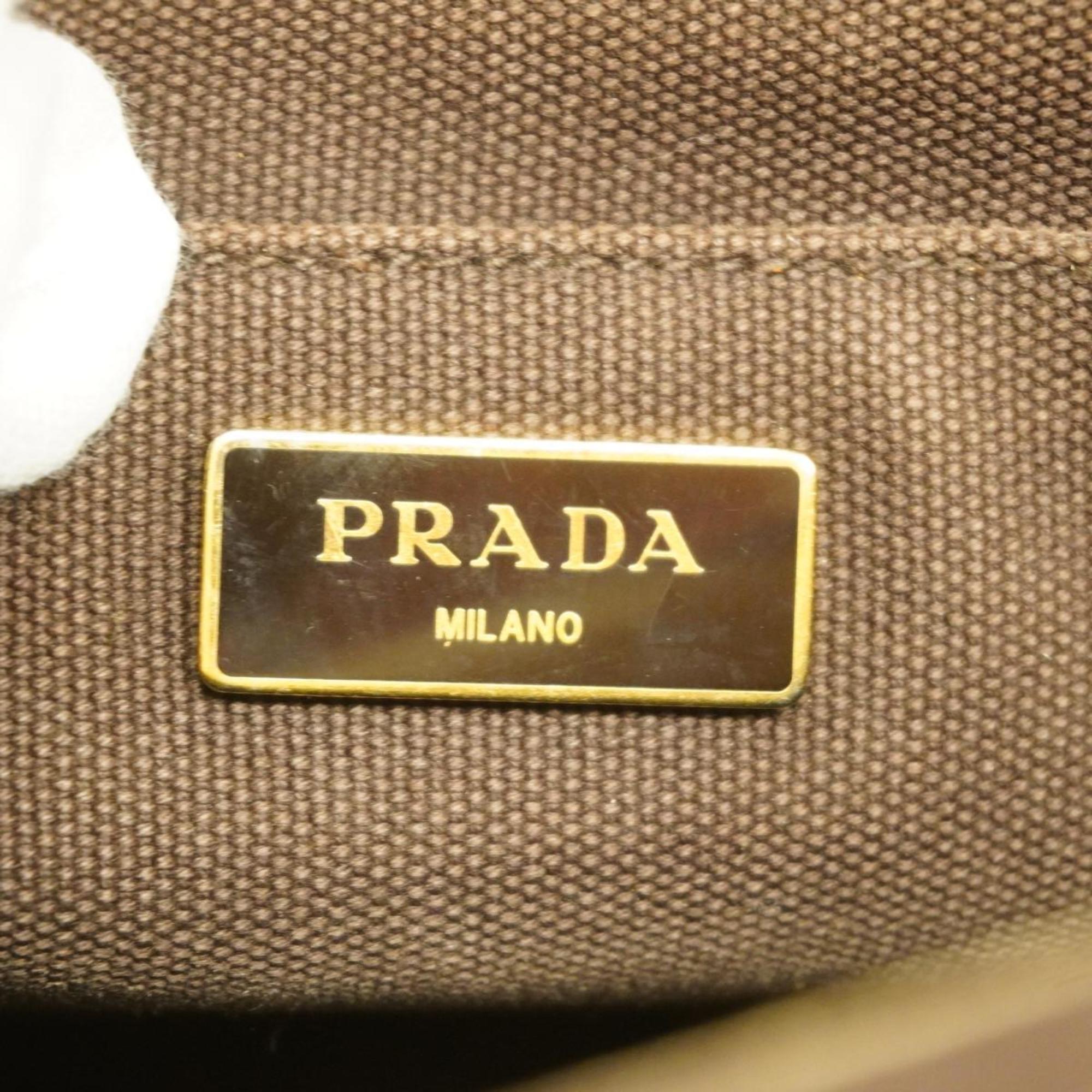 プラダ(Prada) プラダ ハンドバッグ カナパ キャンバス ブラウン ベージュ   レディース