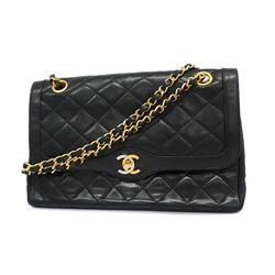 シャネル(Chanel) シャネル ショルダーバッグ マトラッセ パリ限定 Wフラップ Wチェーン ラムスキン ブラック   レディース