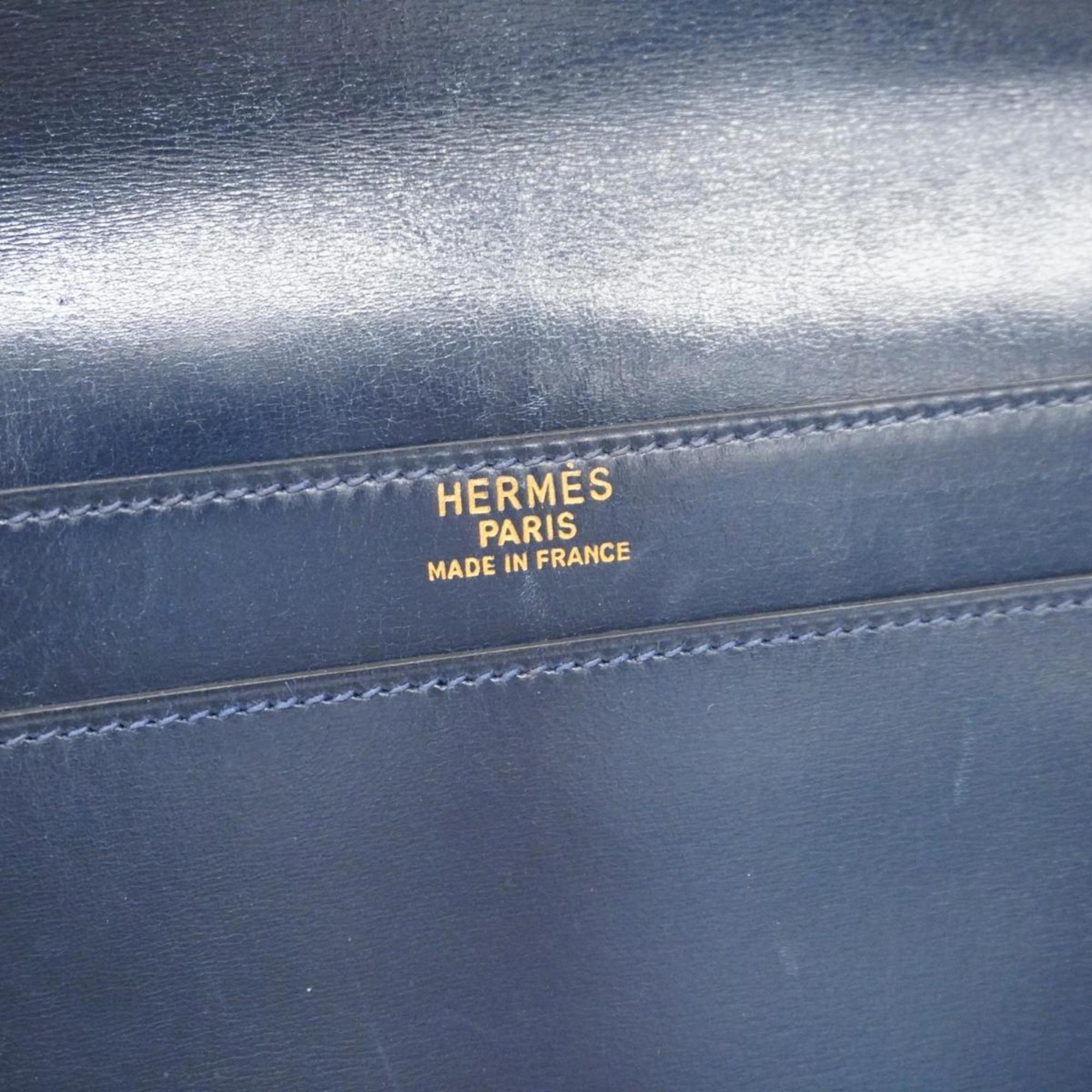 エルメス(Hermes) エルメス クラッチバッグ ファコ 〇J刻印 ボックスカーフ ネイビー  メンズ レディース
