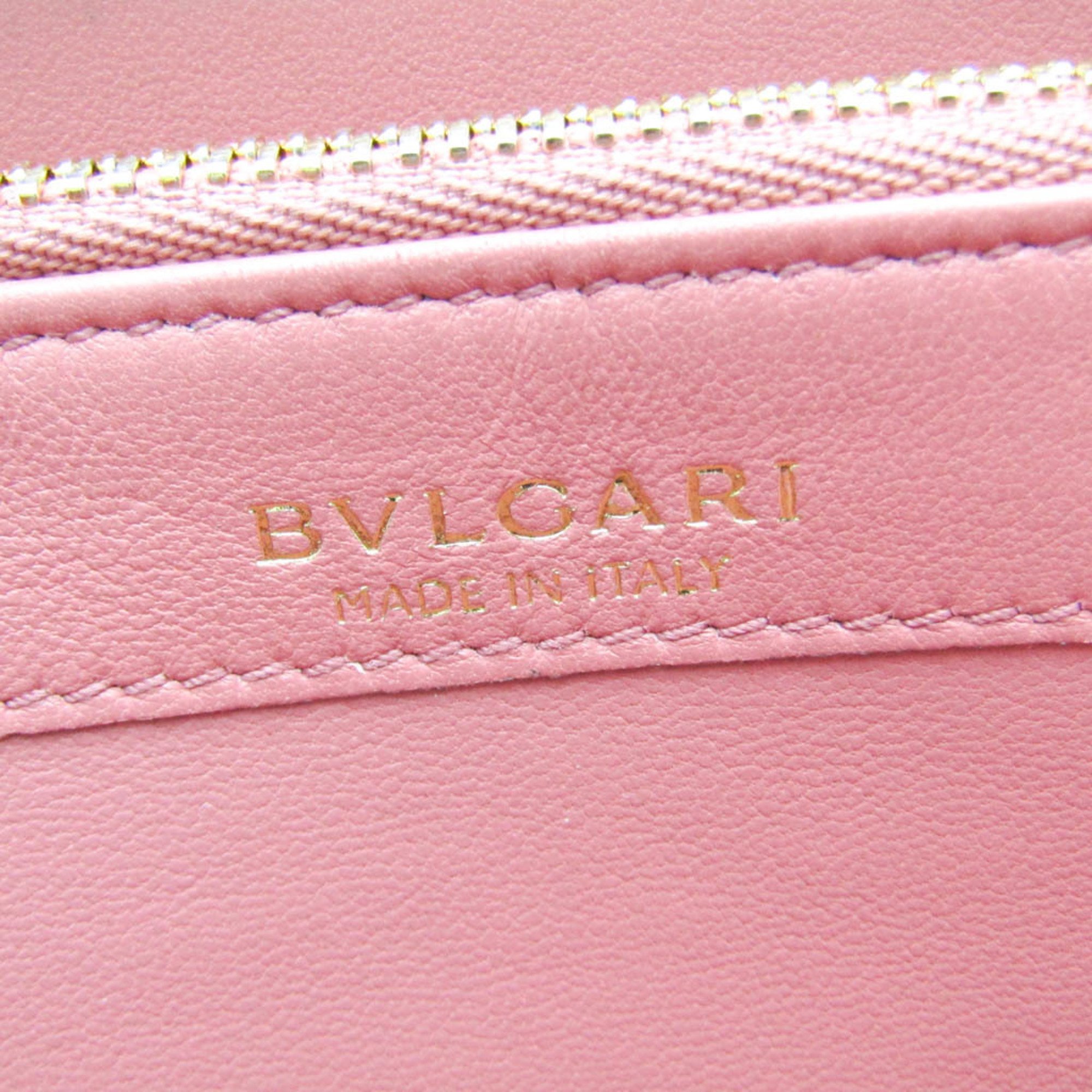 ブルガリ(Bvlgari) ブルガリブルガリ L字ファスナー レディース レザー 長財布（二つ折り） ベージュ,ピンク