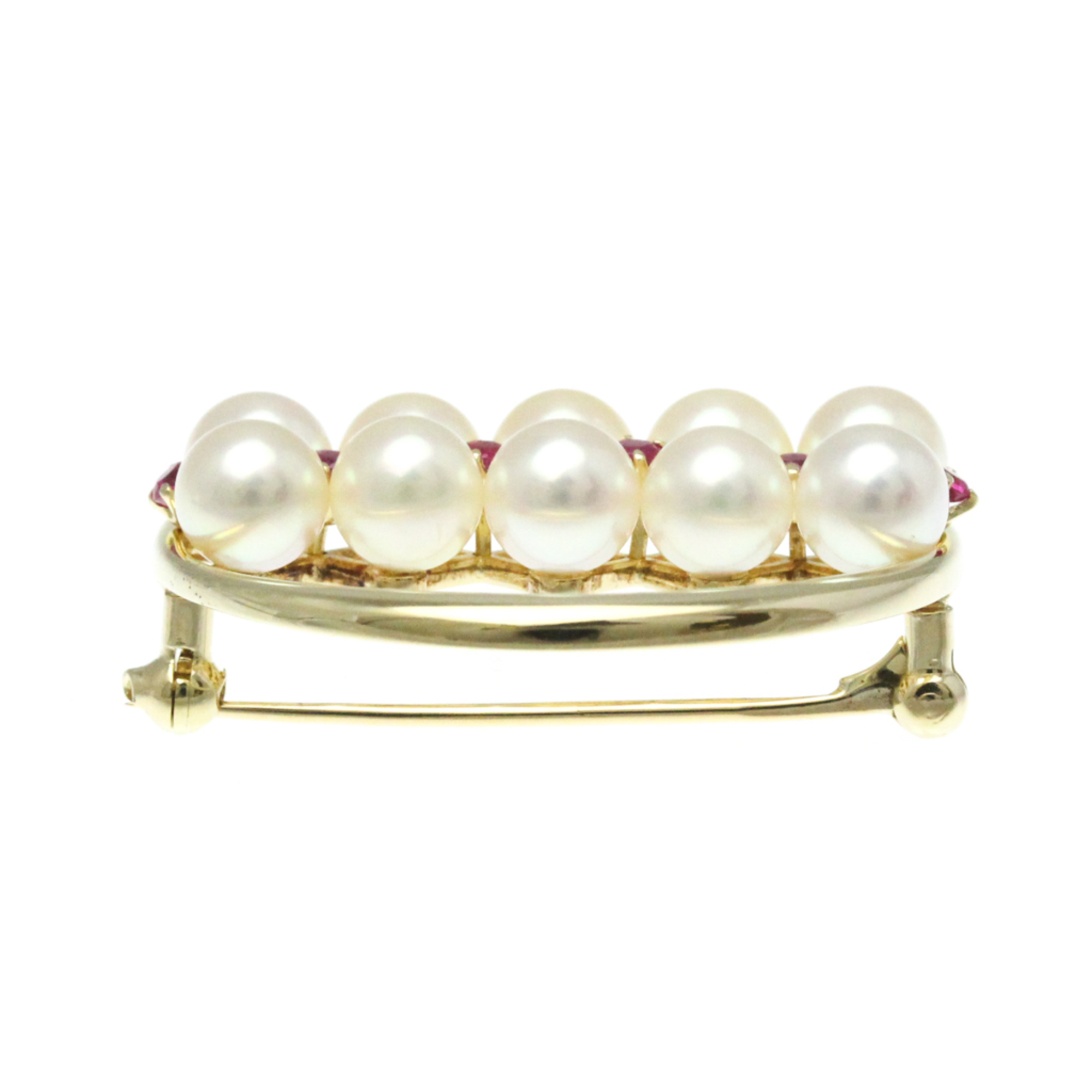 ミキモト(Mikimoto) 14金イエローゴールド ダイヤモンド,ルビー ブローチ ゴールド