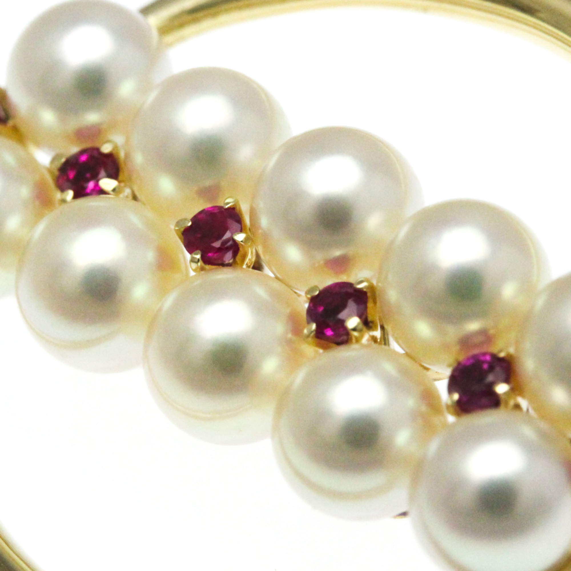 ミキモト(Mikimoto) 14金イエローゴールド ダイヤモンド,ルビー ブローチ ゴールド