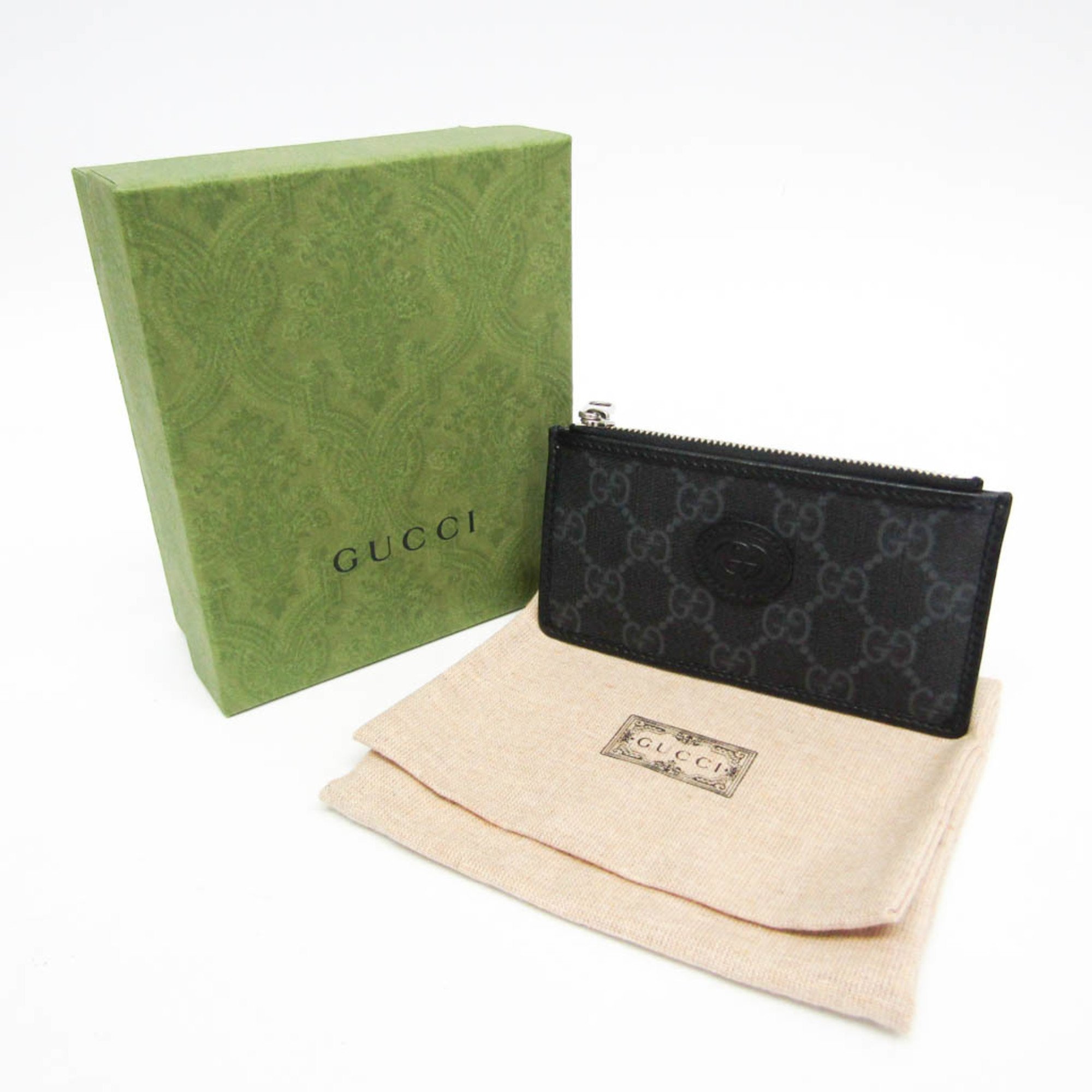 グッチ(Gucci) インターロッキングG 697717 レザー GGスプリーム カードケース ブラック