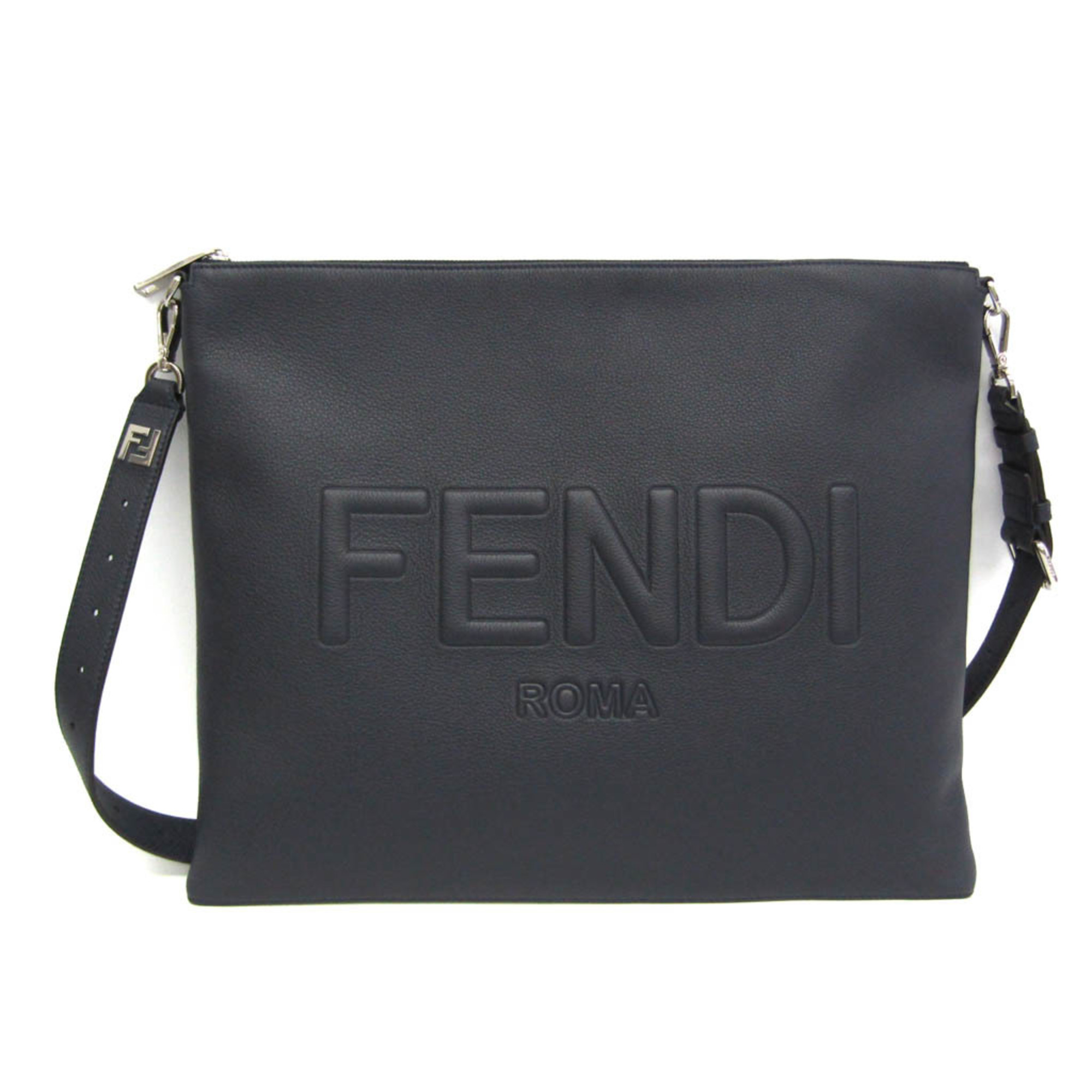 フェンディ(Fendi) アフター 7VA604 AMAC F082Q メンズ レザー ショルダーバッグ ダークブルー