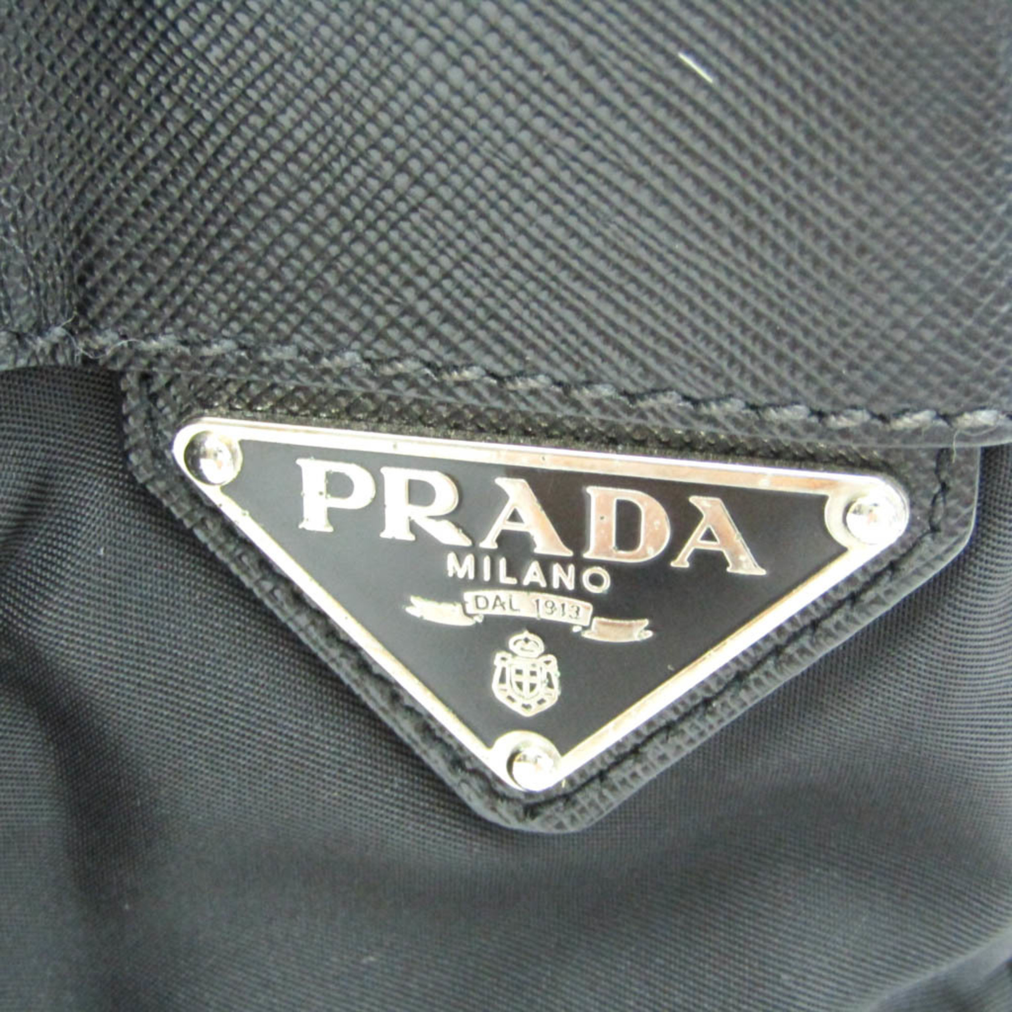 プラダ(Prada) レディース,メンズ レザー,ナイロン ショルダーバッグ ブラック