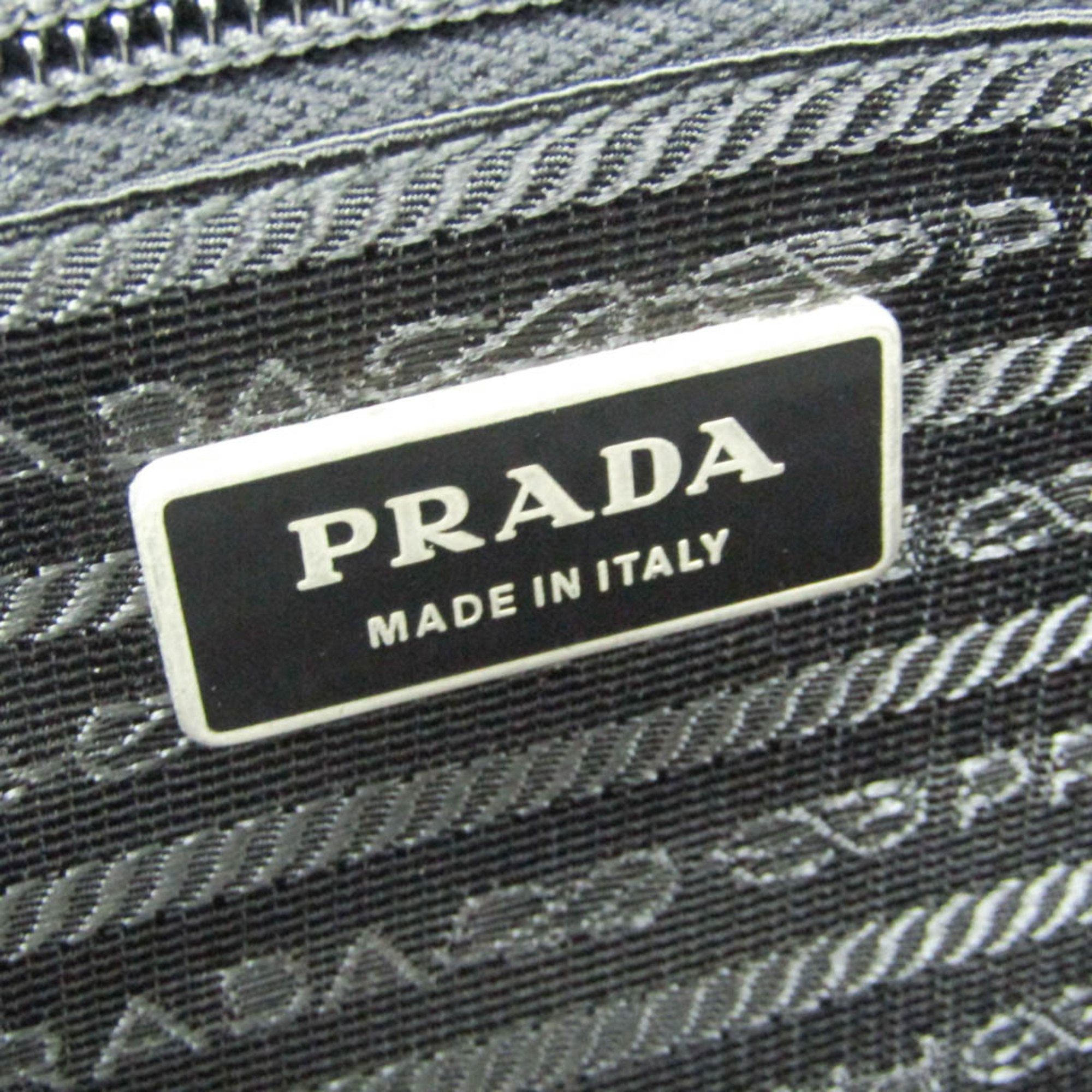 プラダ(Prada) レディース,メンズ レザー,ナイロン ショルダーバッグ ブラック