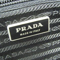 プラダ(Prada) レディース,メンズ レザー,ナイロン ショルダーバッグ ブラック