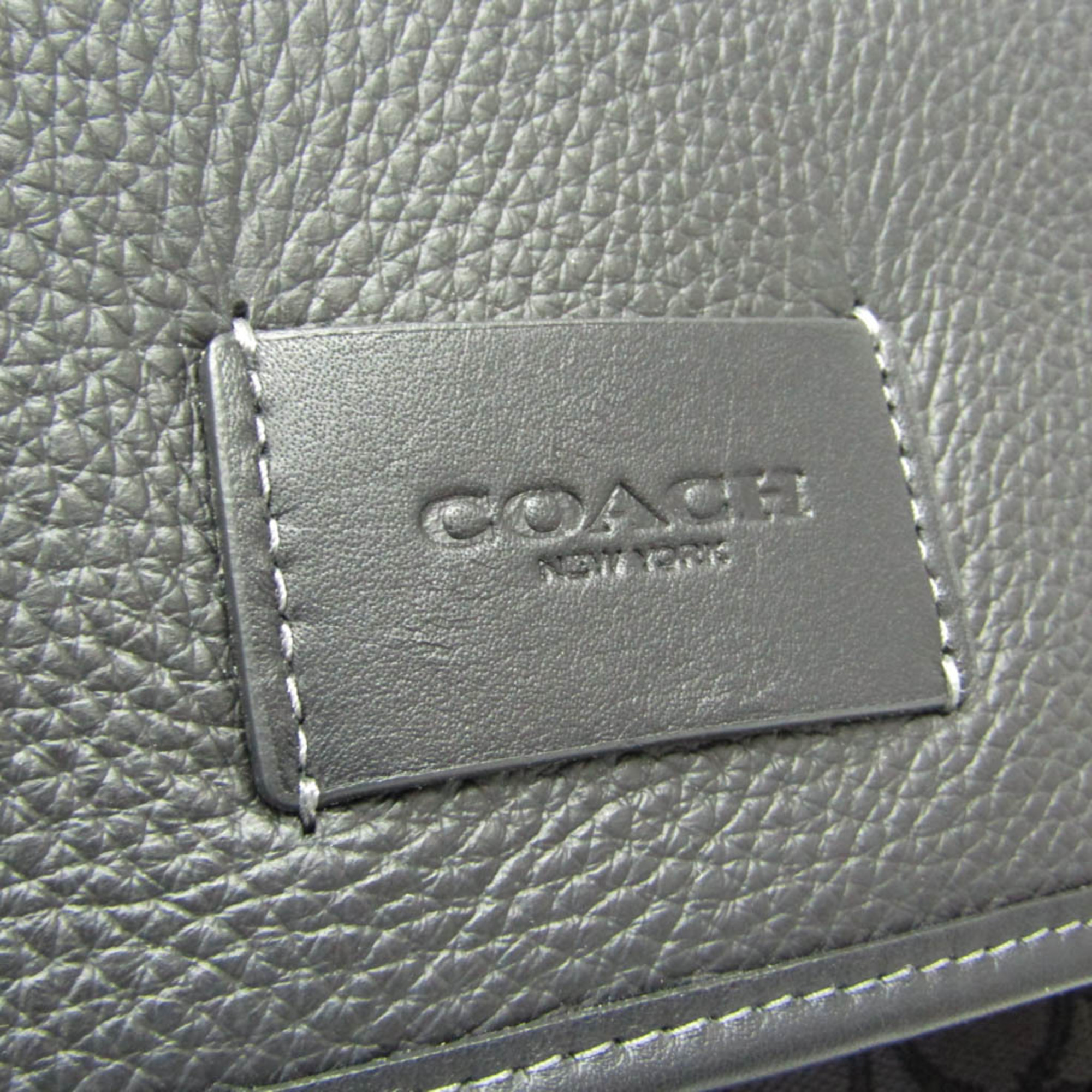 コーチ(Coach) シグネチャー CE523 メンズ レザー,PVC リュックサック ブラック,グレー