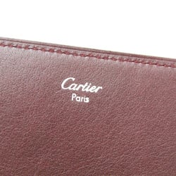 カルティエ(Cartier) カボション パスケース L3000580 レディース,メンズ  カーフスキン 札入れ（三つ折り） ボルドー