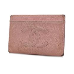 シャネル(Chanel) シャネル 名刺入れ・カードケース キャビアスキン ピンク  レディース