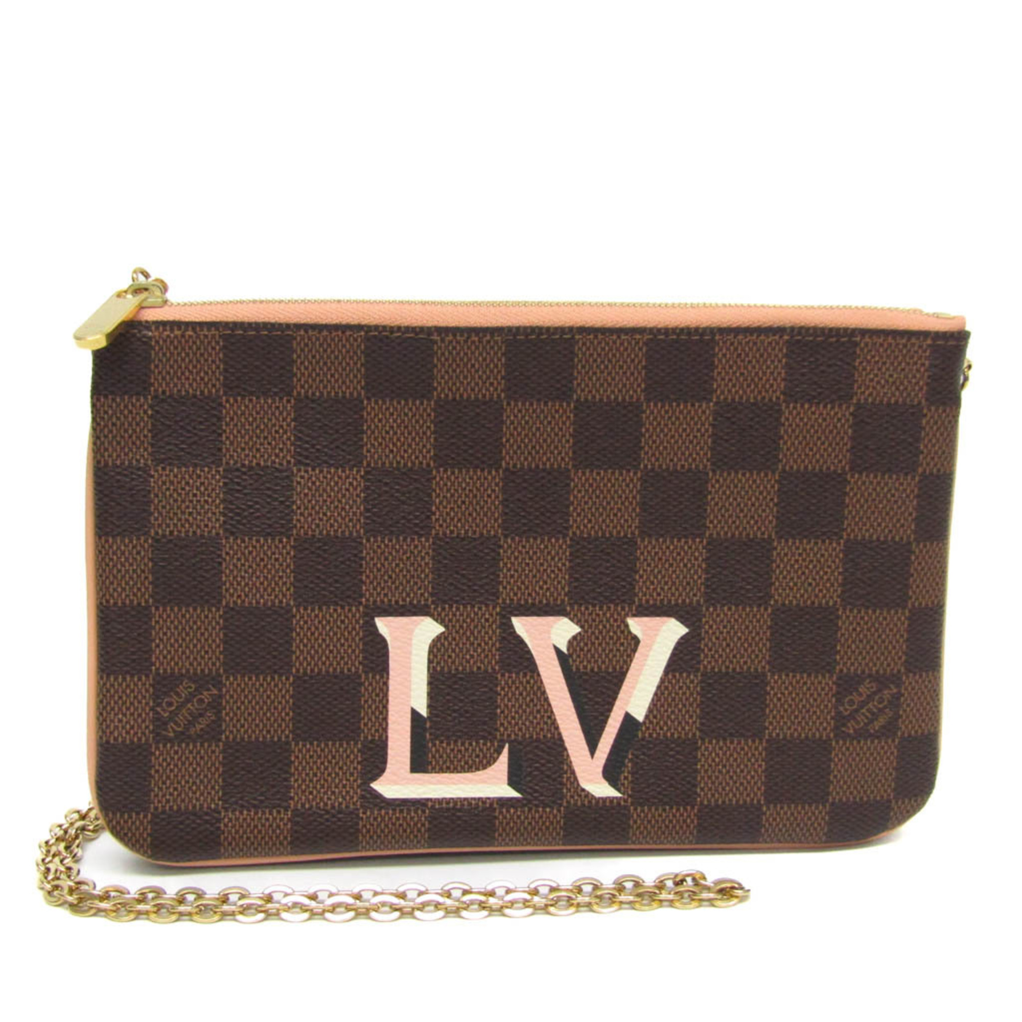 ルイ・ヴィトン(Louis Vuitton) ダミエ ポシェット ドゥーブル ジップ N60254 レディース ショルダーバッグ エベヌ,ローズバレリーヌ