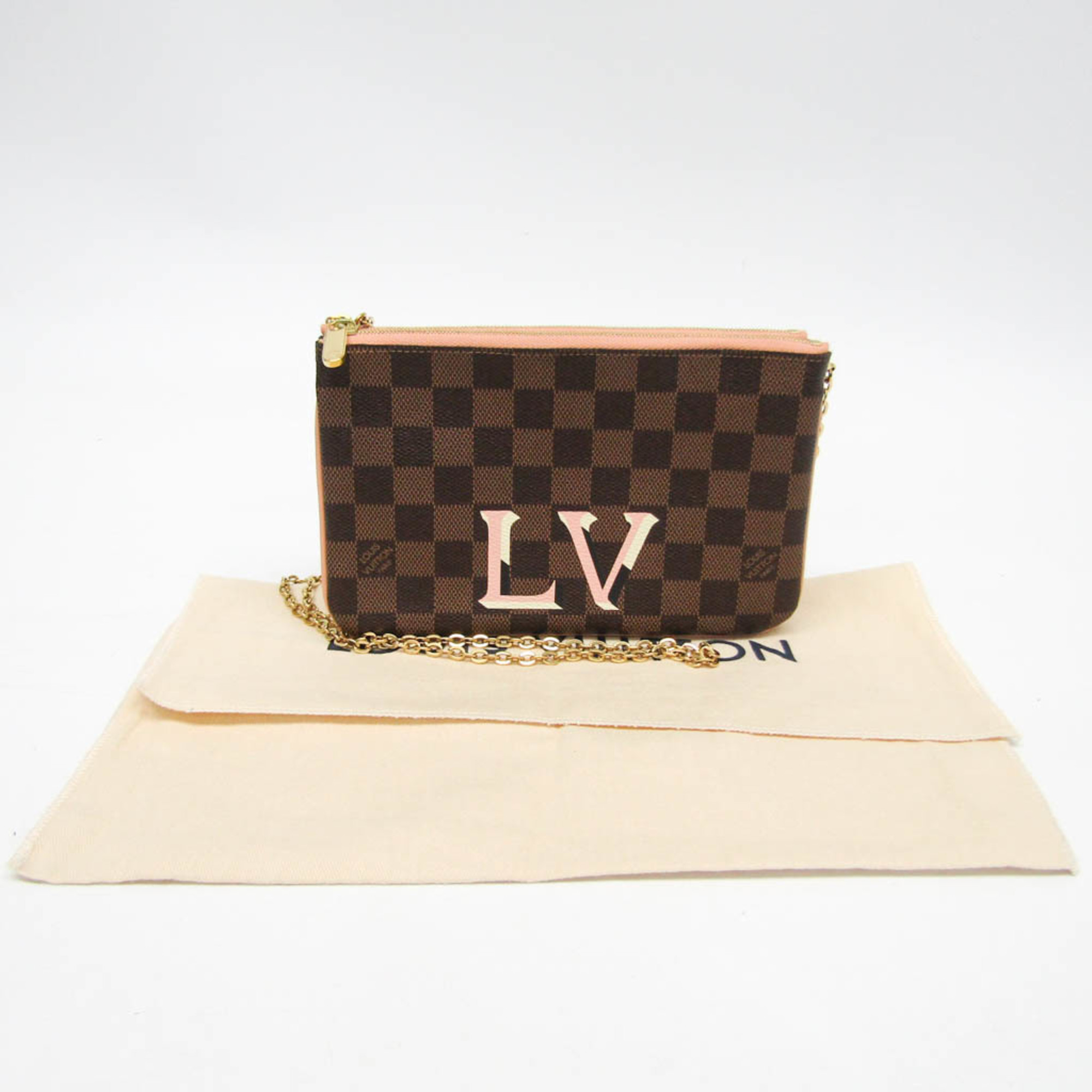 ルイ・ヴィトン(Louis Vuitton) ダミエ ポシェット ドゥーブル ジップ N60254 レディース ショルダーバッグ エベヌ,ローズバレリーヌ