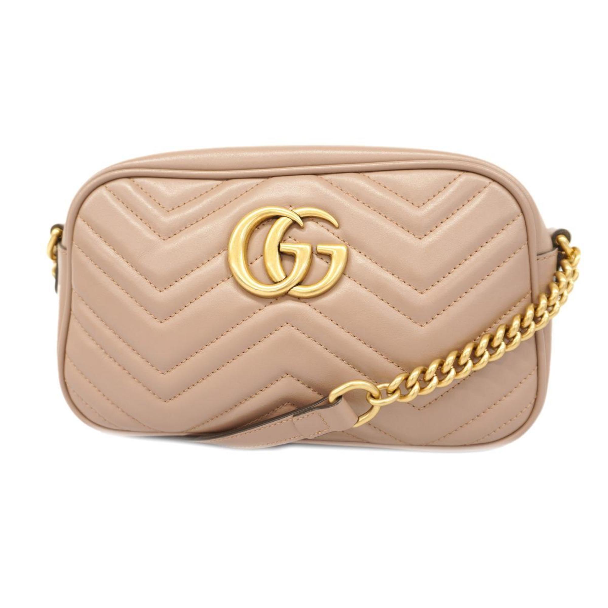 グッチ(Gucci) グッチ ショルダーバッグ GGマーモント 447632 レザー ピンクベージュ レディース | eLADY Globazone