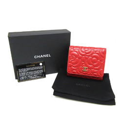 シャネル(Chanel) カメリア AP0710 レディース  カーフスキン 財布（三つ折り） レッド