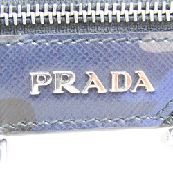 プラダ(Prada) サフィアーノ キーリング付き ロボット レディース,メンズ レザー,メタル 小銭入れ・コインケース ネイビー,シルバー