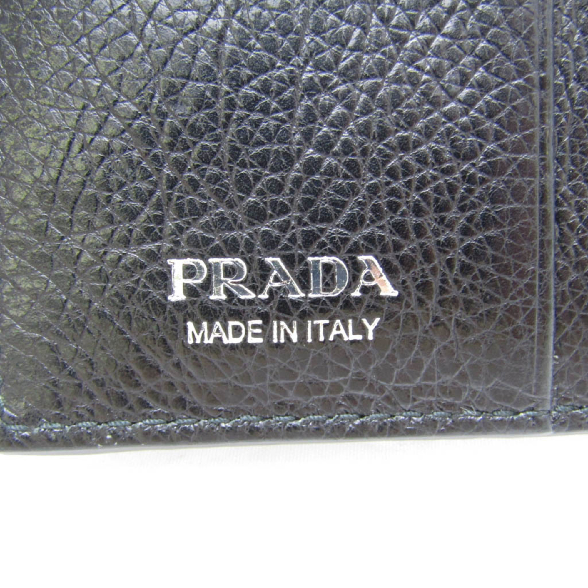 プラダ(Prada) エティケット 1MV204 レディース レザー 財布（二つ折り） ブラック,ライトブルー