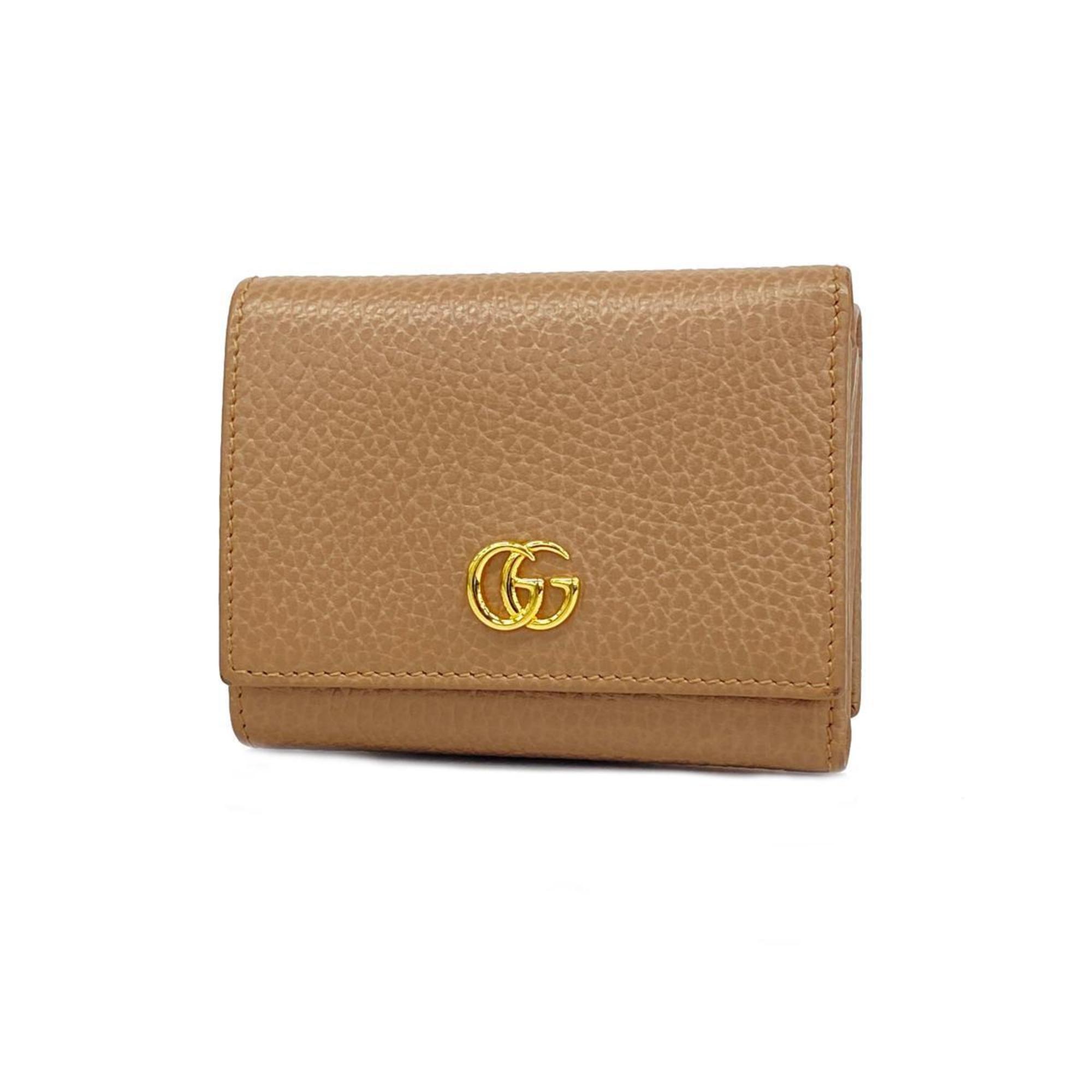 グッチ(Gucci) グッチ 三つ折り財布 GGマーモント 474746 レザー ピンクベージュ レディース | eLADY Globazone