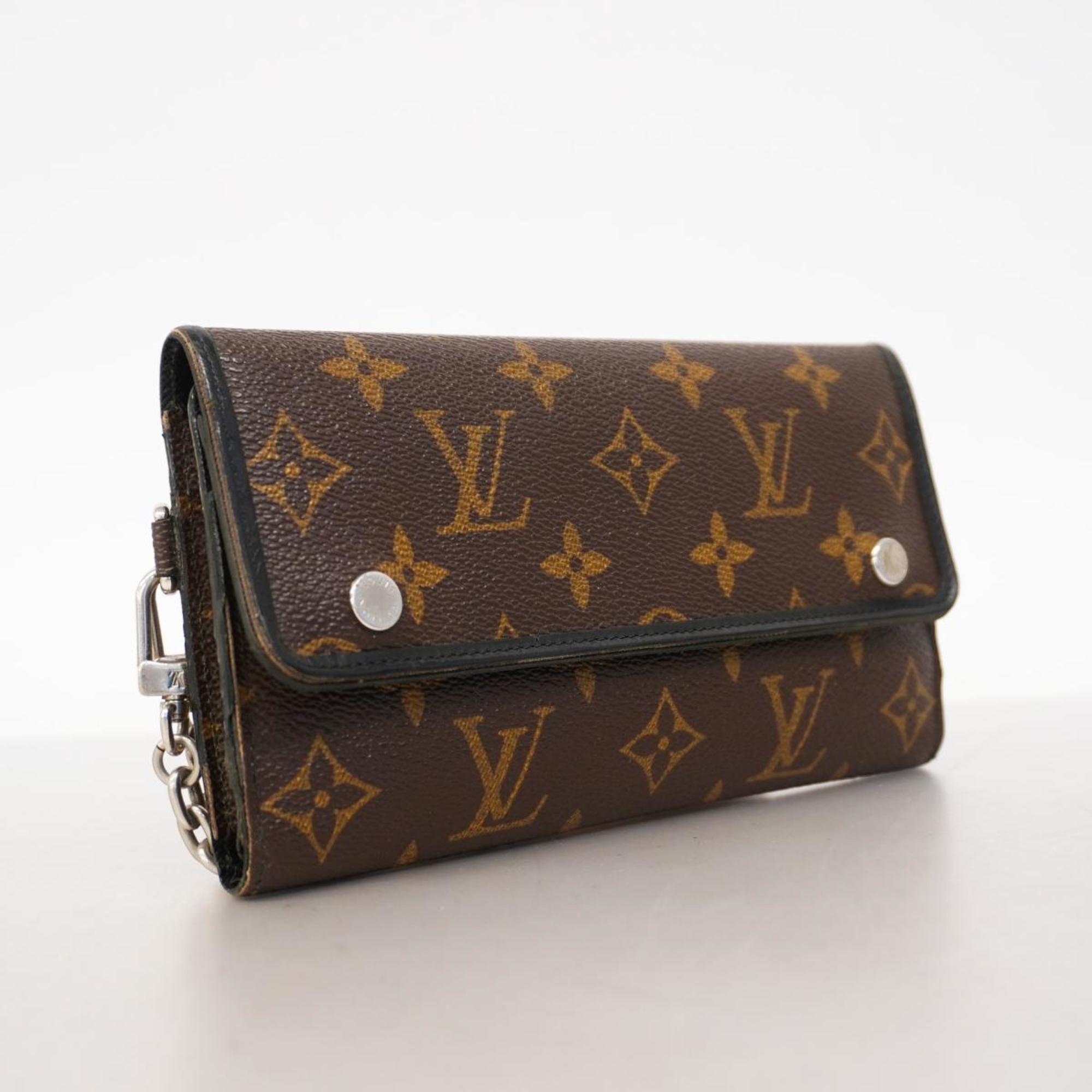 ルイ・ヴィトン(Louis Vuitton) ルイ・ヴィトン 三つ折り長財布 モノグラム・マカサー ポルトフォイユロン M60168 ブラウン ブラックメンズ