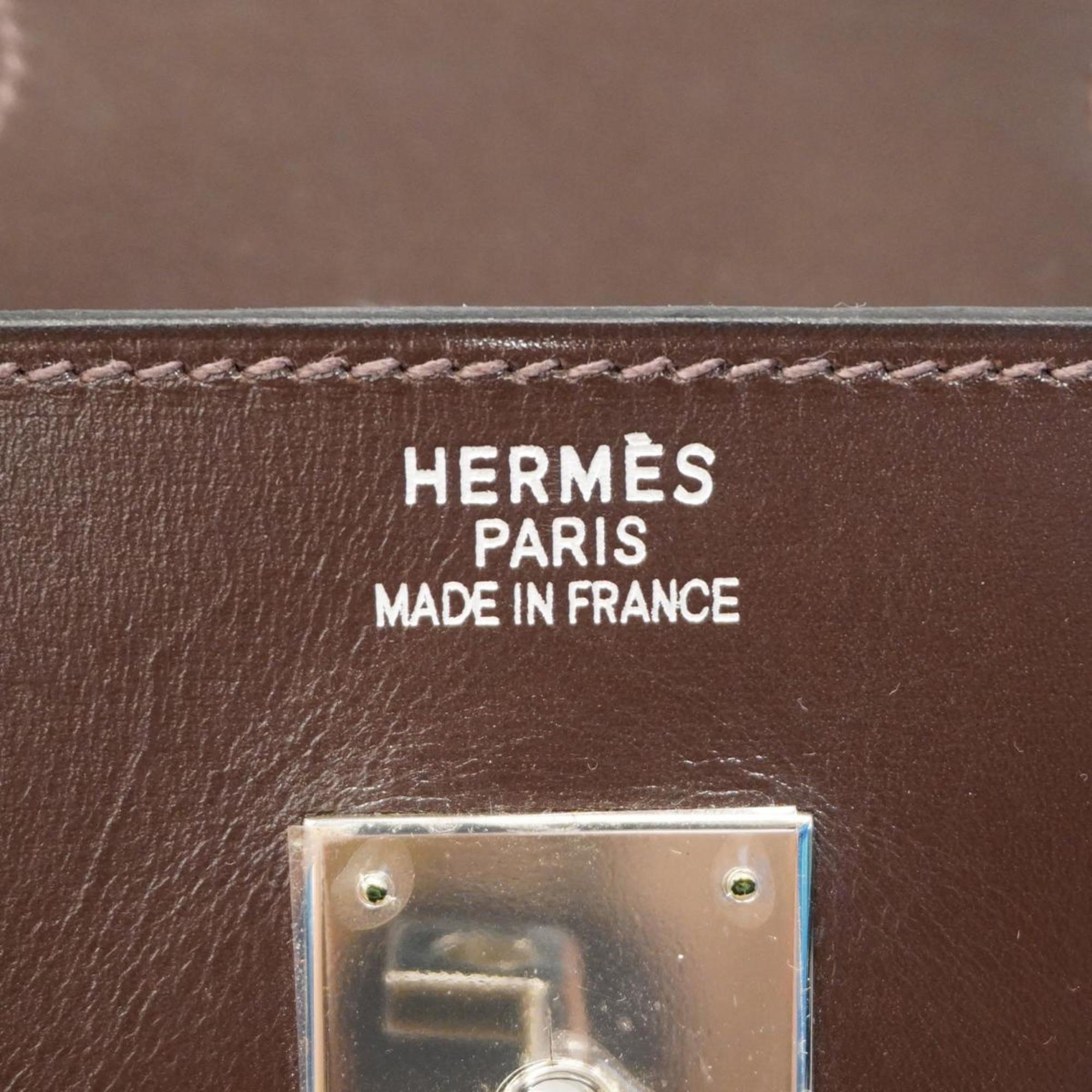 エルメス(Hermes) エルメス ハンドバッグ オータクロア32 ボックスカーフ エベンヌ  レディース