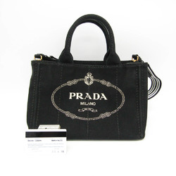 プラダ(Prada) カナパ 1BG439 レディース デニム ハンドバッグ,ショルダーバッグ Nero(ネロ),Talco(タルコ)