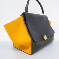 セリーヌ(Celine) セリーヌ ハンドバッグ トラぺーズ レザー ブラック イエロー   レディース