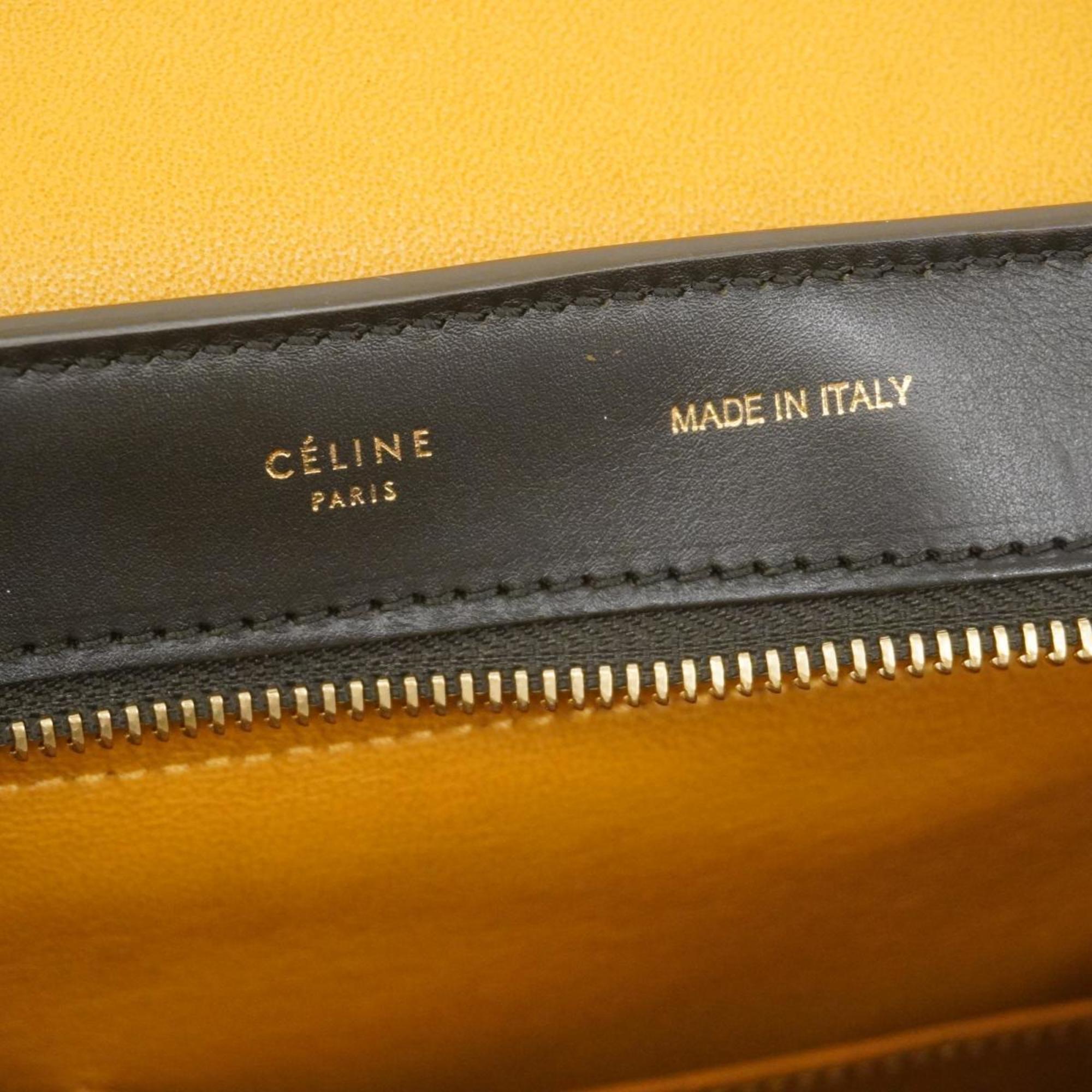 セリーヌ(Celine) セリーヌ ハンドバッグ トラぺーズ レザー ブラック イエロー   レディース