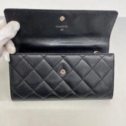 シャネル(Chanel) シャネル 長財布 マトラッセ キャビアスキン ブラック   レディース