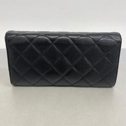 シャネル(Chanel) シャネル 長財布 マトラッセ キャビアスキン ブラック   レディース