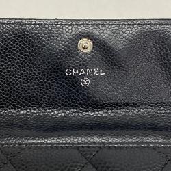 シャネル(Chanel) シャネル 長財布 マトラッセ キャビアスキン ブラック   レディース