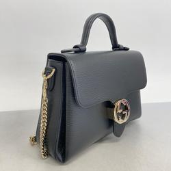 グッチ(Gucci) グッチ ハンドバッグ インターロッキングG 510302 レザー ブラック シャンパン  レディース