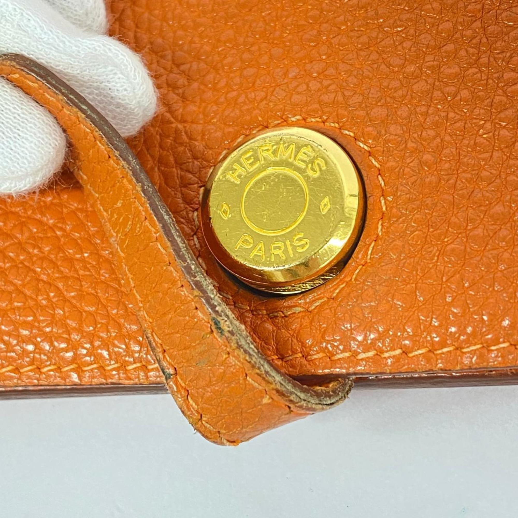 エルメス(Hermes) エルメス 長財布 ドゴンGM □D刻印 トゴ オレンジ   メンズ レディース