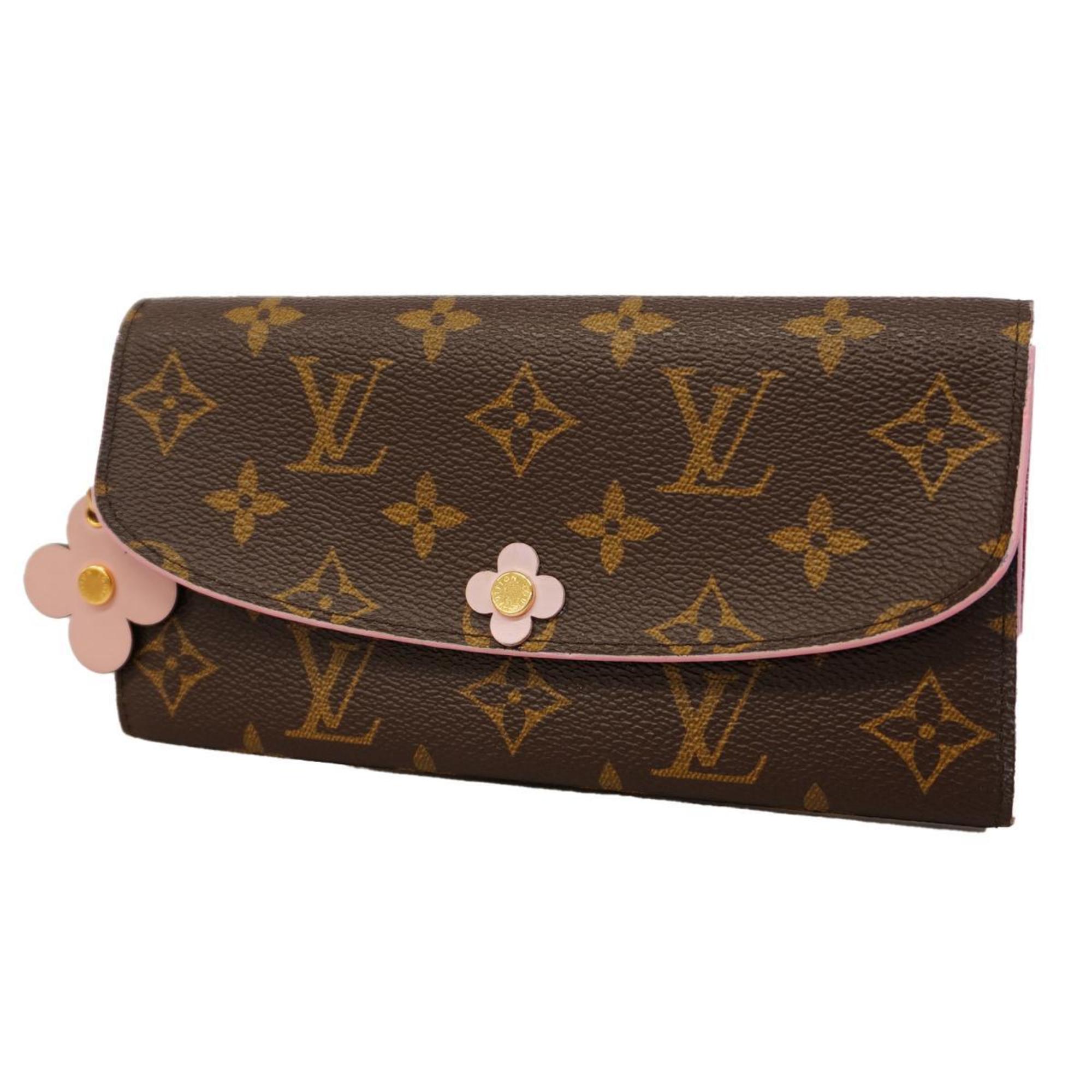 ルイ・ヴィトン(Louis Vuitton) ルイ・ヴィトン 長財布 モノグラム ポルトフォイユエミリー M64202 ブラウン フューシャ ローズバレリーヌレディース