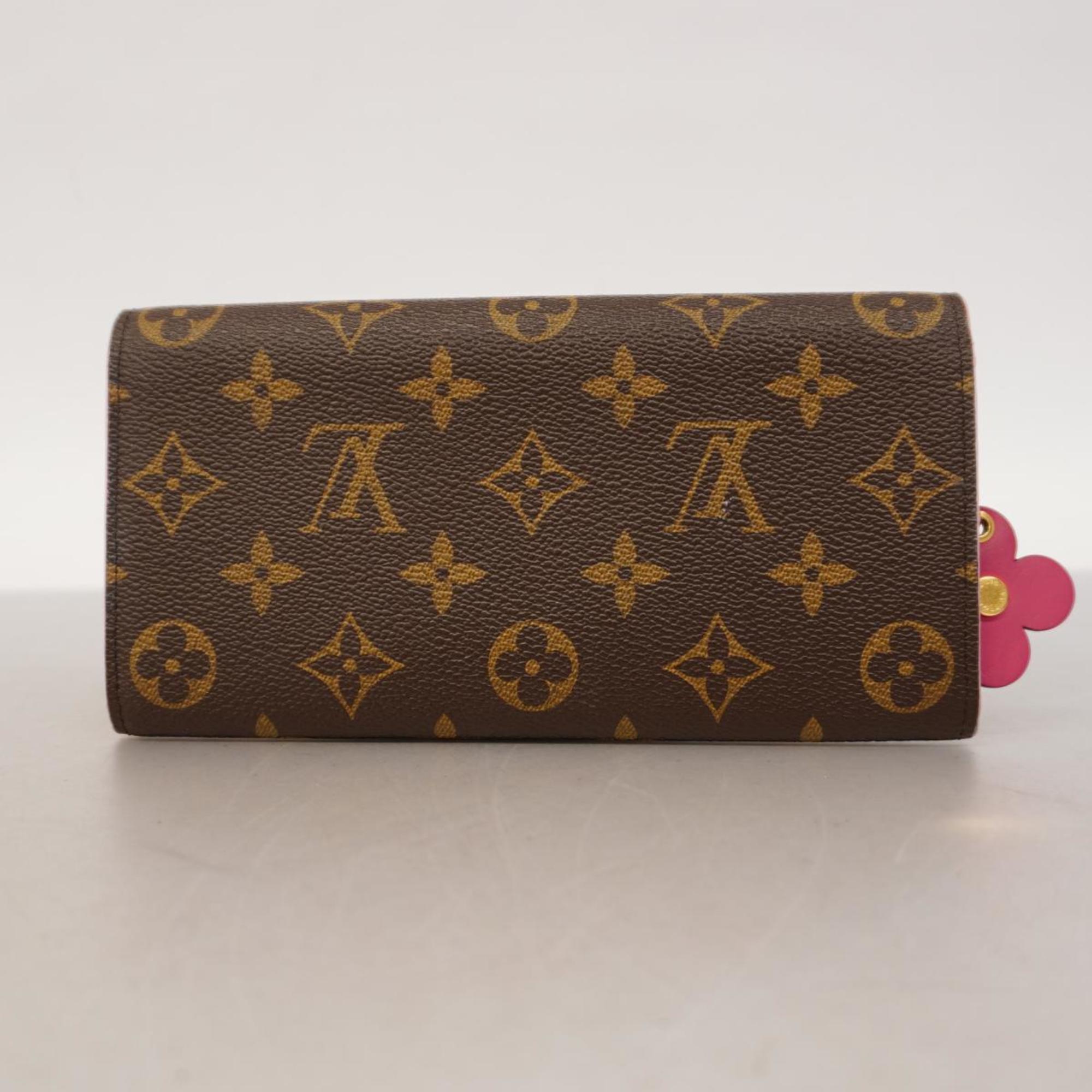 ルイ・ヴィトン(Louis Vuitton) ルイ・ヴィトン 長財布 モノグラム ポルトフォイユエミリー M64202 ブラウン フューシャ ローズバレリーヌレディース