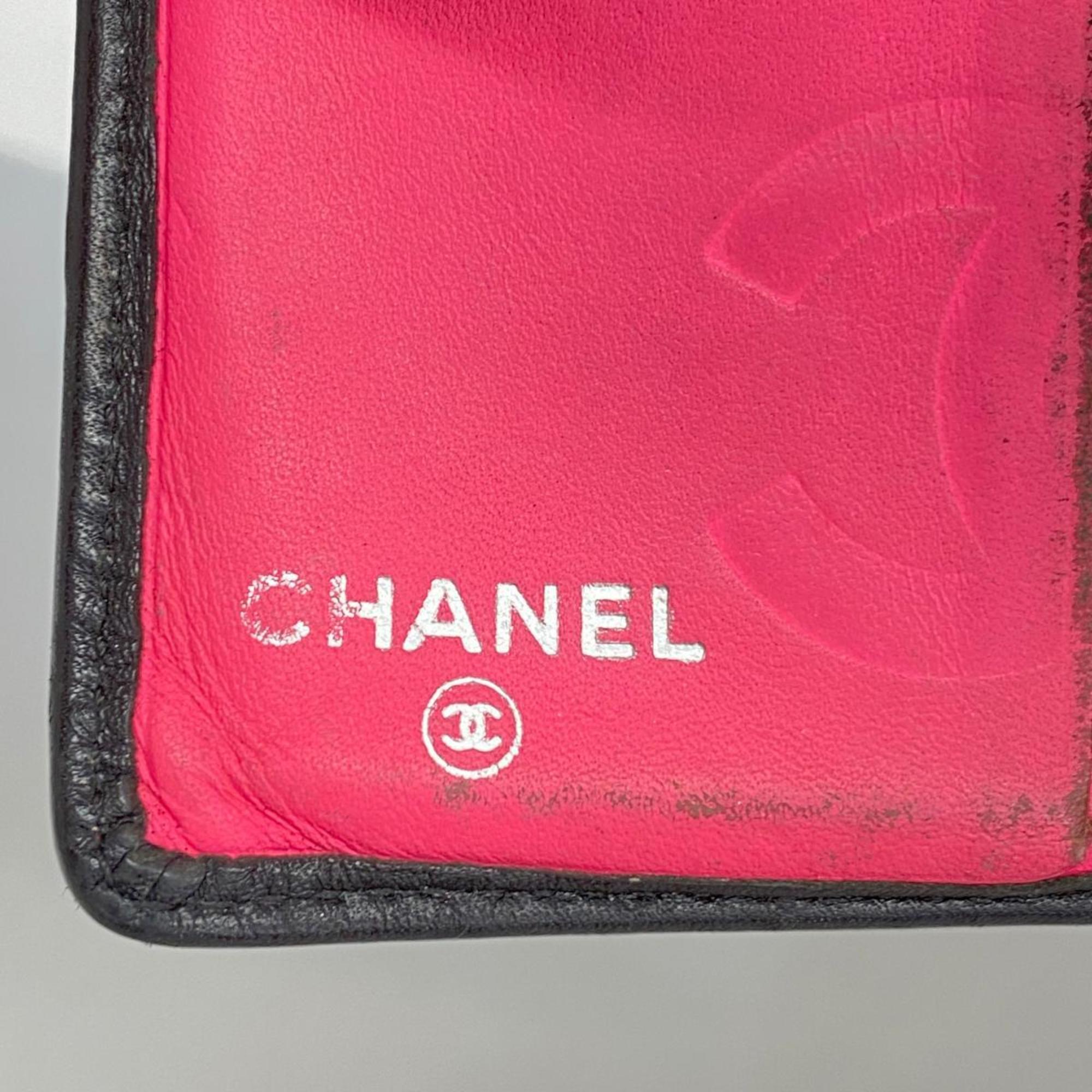 シャネル(Chanel) シャネル 財布 カンボン ラムスキン ブラック   レディース