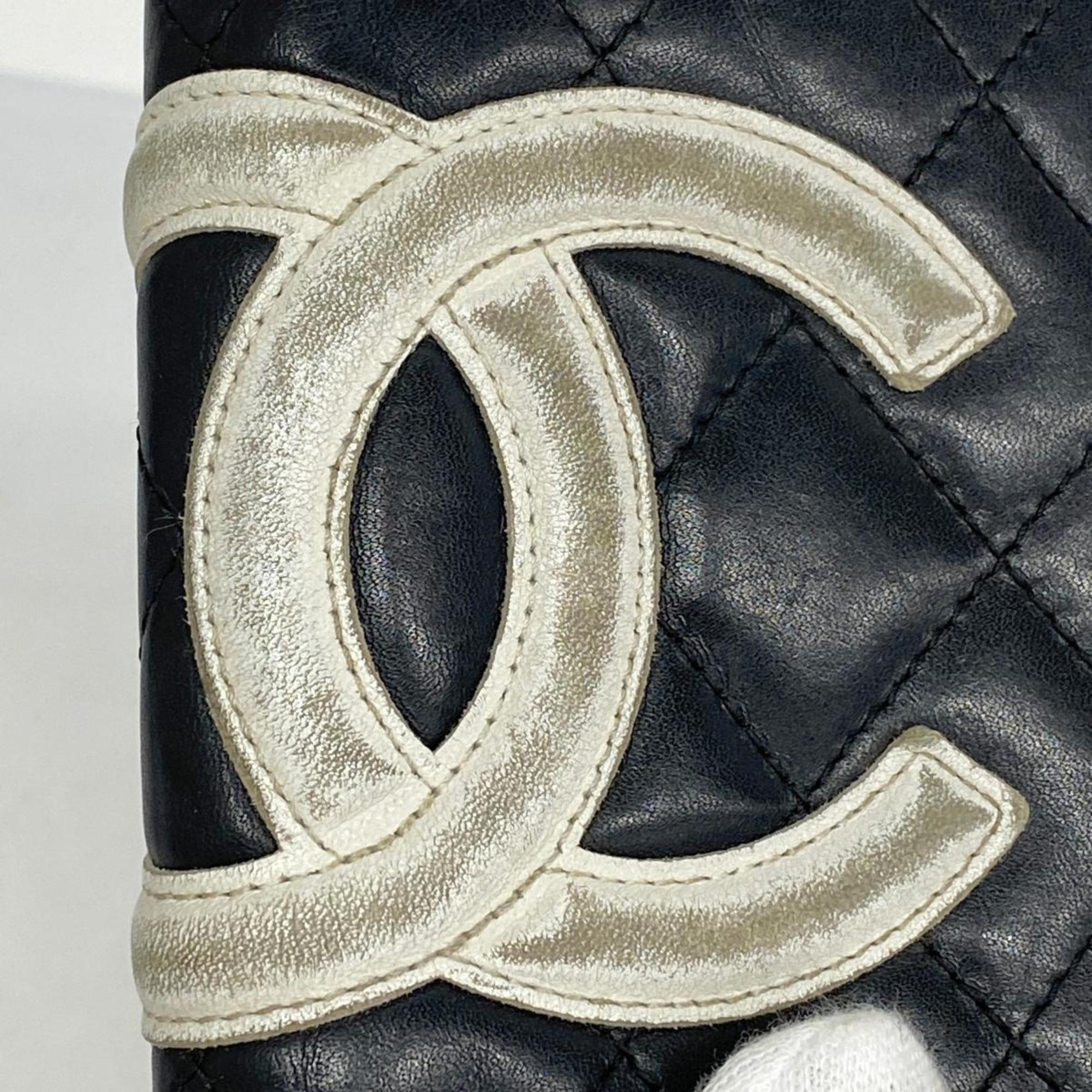 シャネル(Chanel) シャネル 財布 カンボン ラムスキン ブラック   レディース