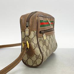 グッチ(Gucci) グッチ ショルダーバッグ GGスプリーム シェリーライン 56 02 087  レザー ブラウン ベージュ   レディース