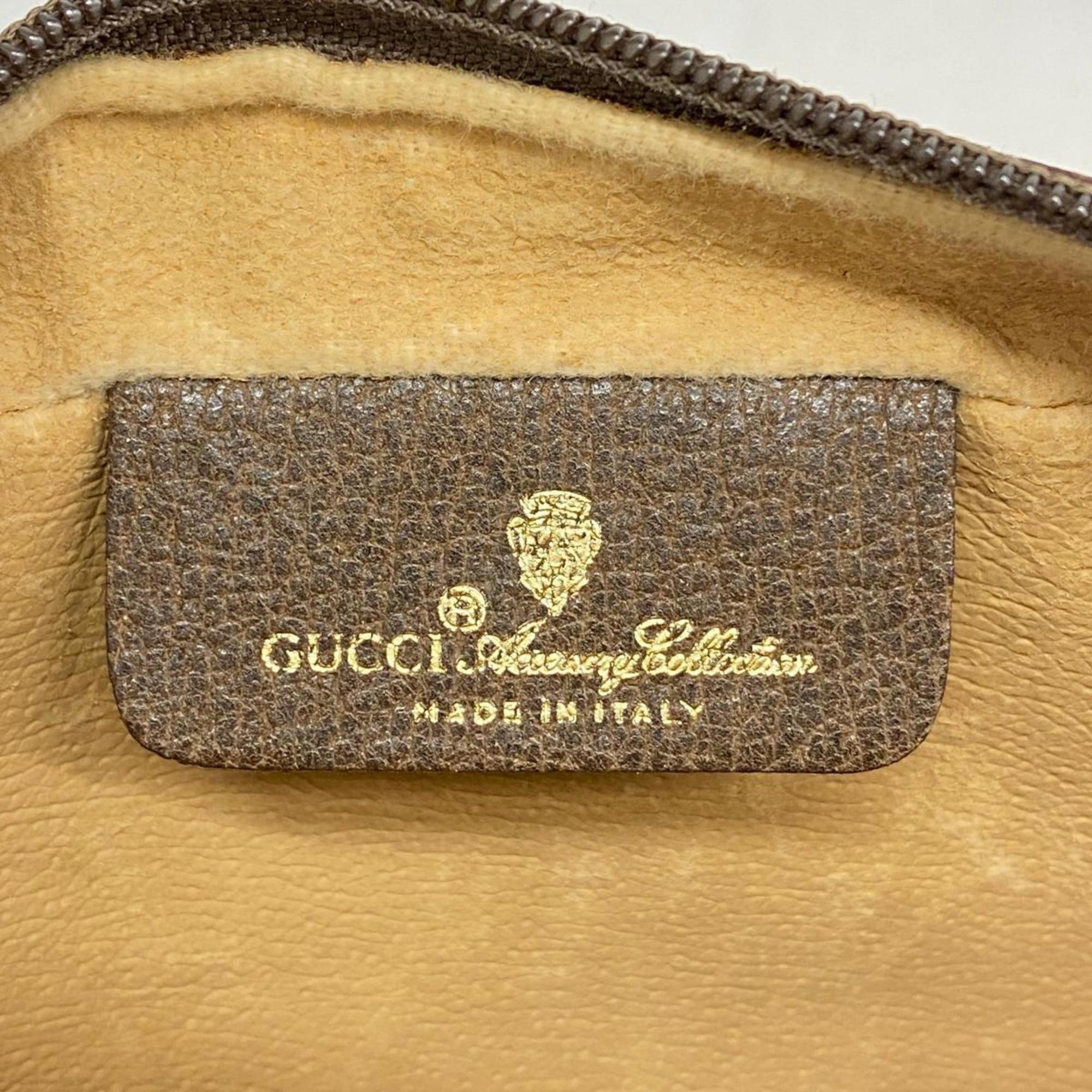 グッチ(Gucci) グッチ ショルダーバッグ GGスプリーム シェリーライン 56 02 087  レザー ブラウン ベージュ   レディース