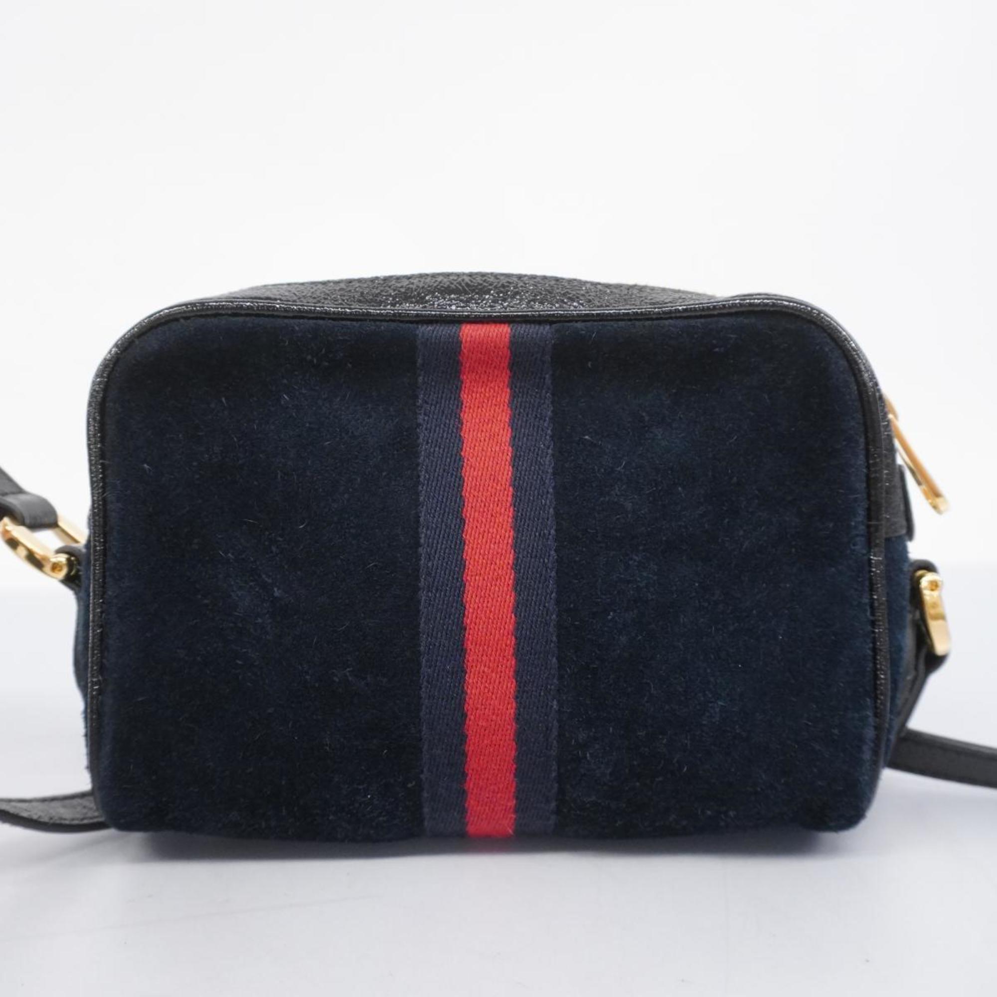 グッチ(Gucci) グッチ ショルダーバッグ シェリーライン 517350 スウェード レザー ネイビー   レディース