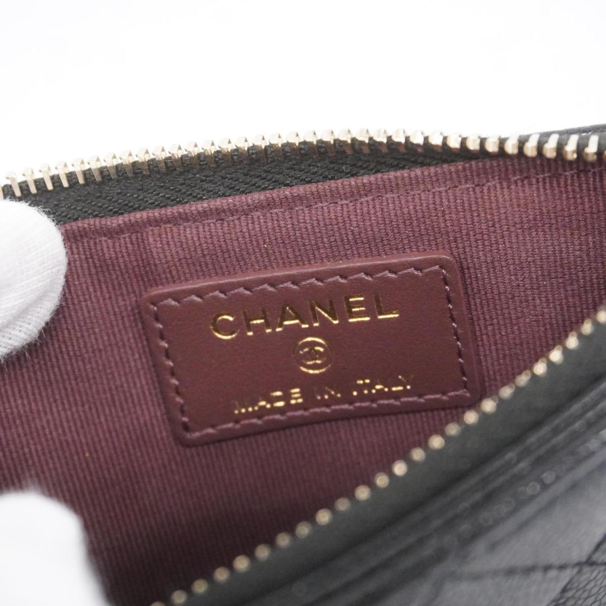 シャネル(Chanel) シャネル 財布・コインケース マトラッセ キャビアスキン ブラック シャンパン  レディース