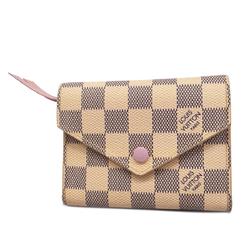 ルイ・ヴィトン(Louis Vuitton) ルイ・ヴィトン 三つ折り財布 ダミエ・アズール ポルトフォイユヴィクトリーヌ N64022 ホワイト ローズバレリーヌレディース