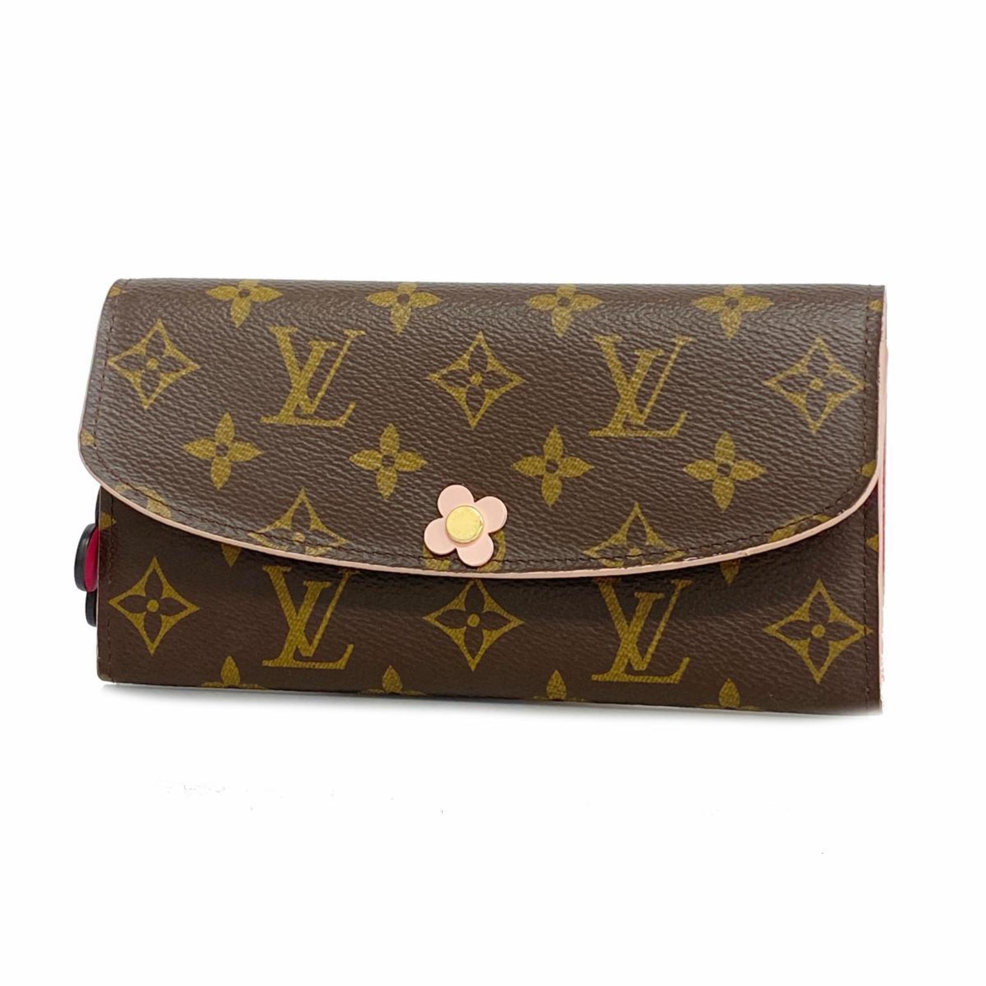 ルイ・ヴィトン(Louis Vuitton) ルイ・ヴィトン 長財布 モノグラム フラワー ポルトフォイユエミリー M64202 ホットピンク ローズバレリーヌレディース