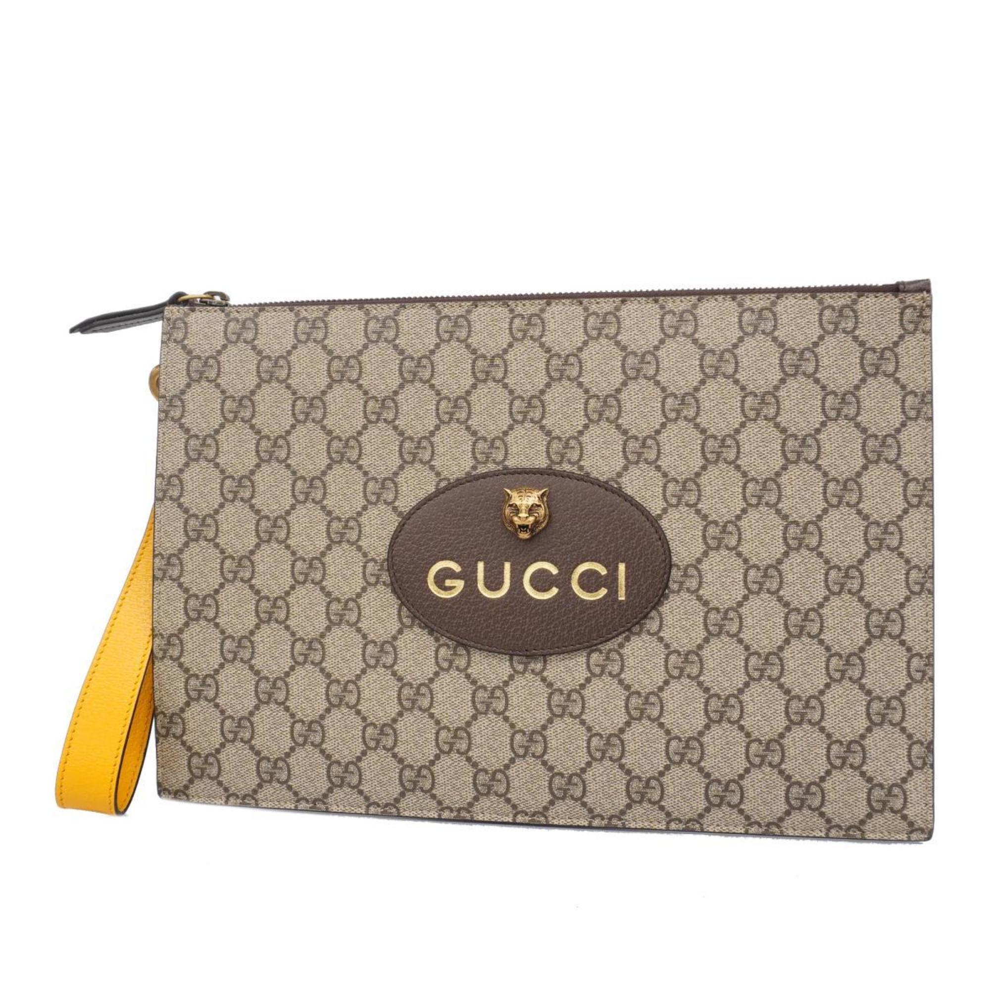 グッチ(Gucci) グッチ クラッチバッグ GGスプリーム  レザー ブラウン   メンズ