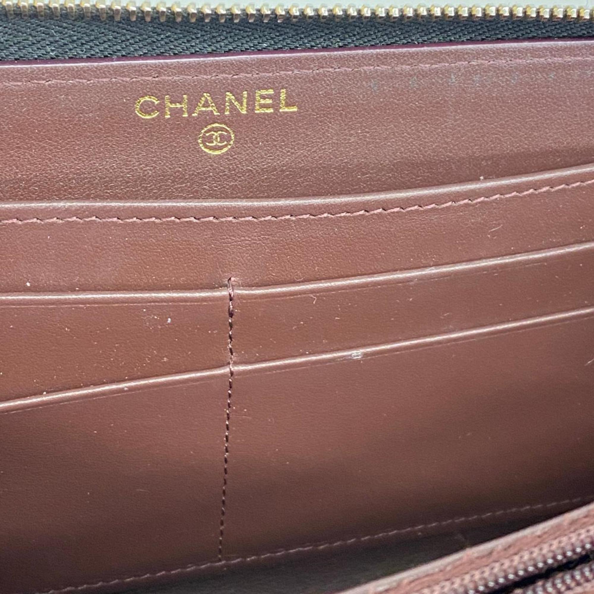 シャネル(Chanel) シャネル 長財布 マトラッセ キャビアスキン ブラック   レディース