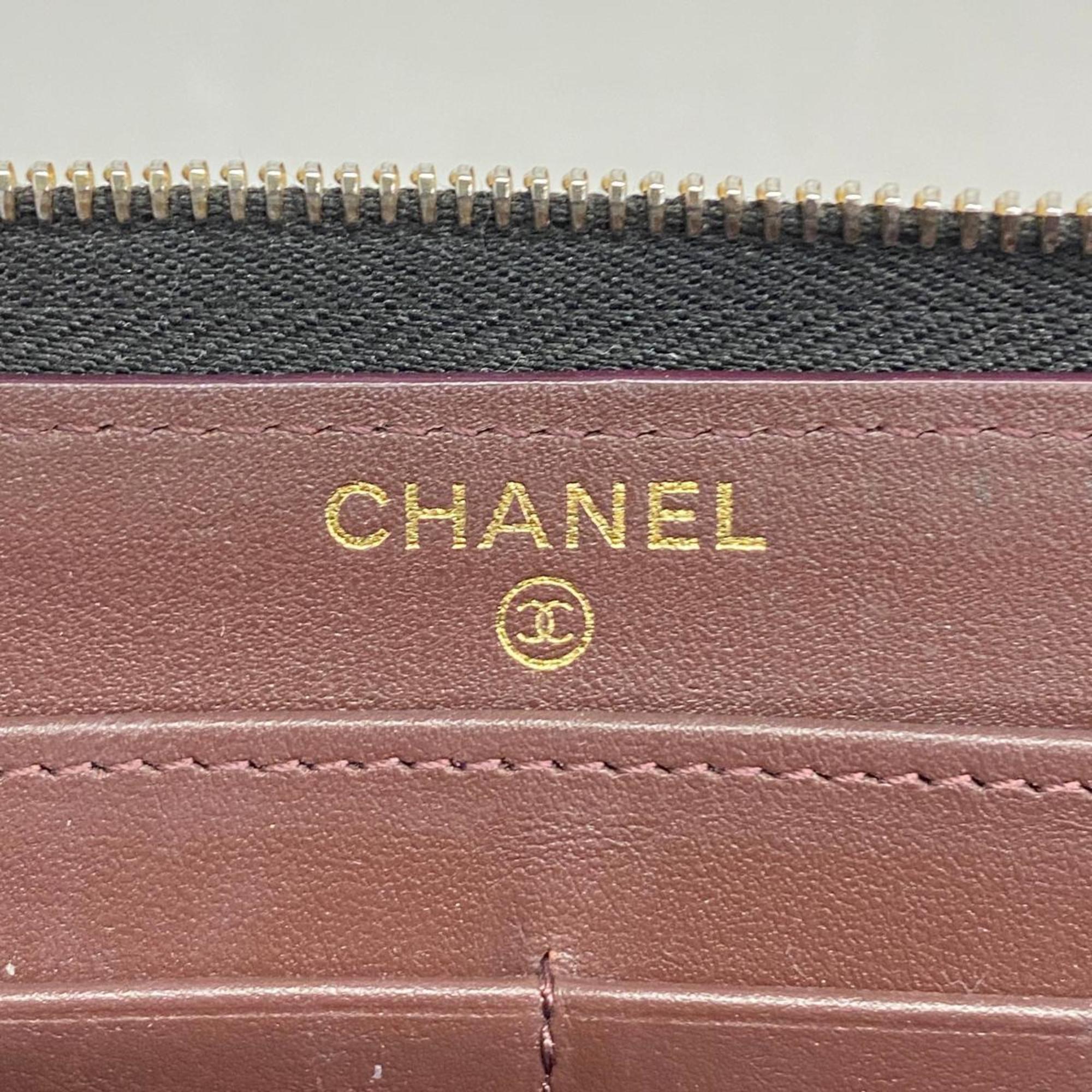 シャネル(Chanel) シャネル 長財布 マトラッセ キャビアスキン ブラック   レディース