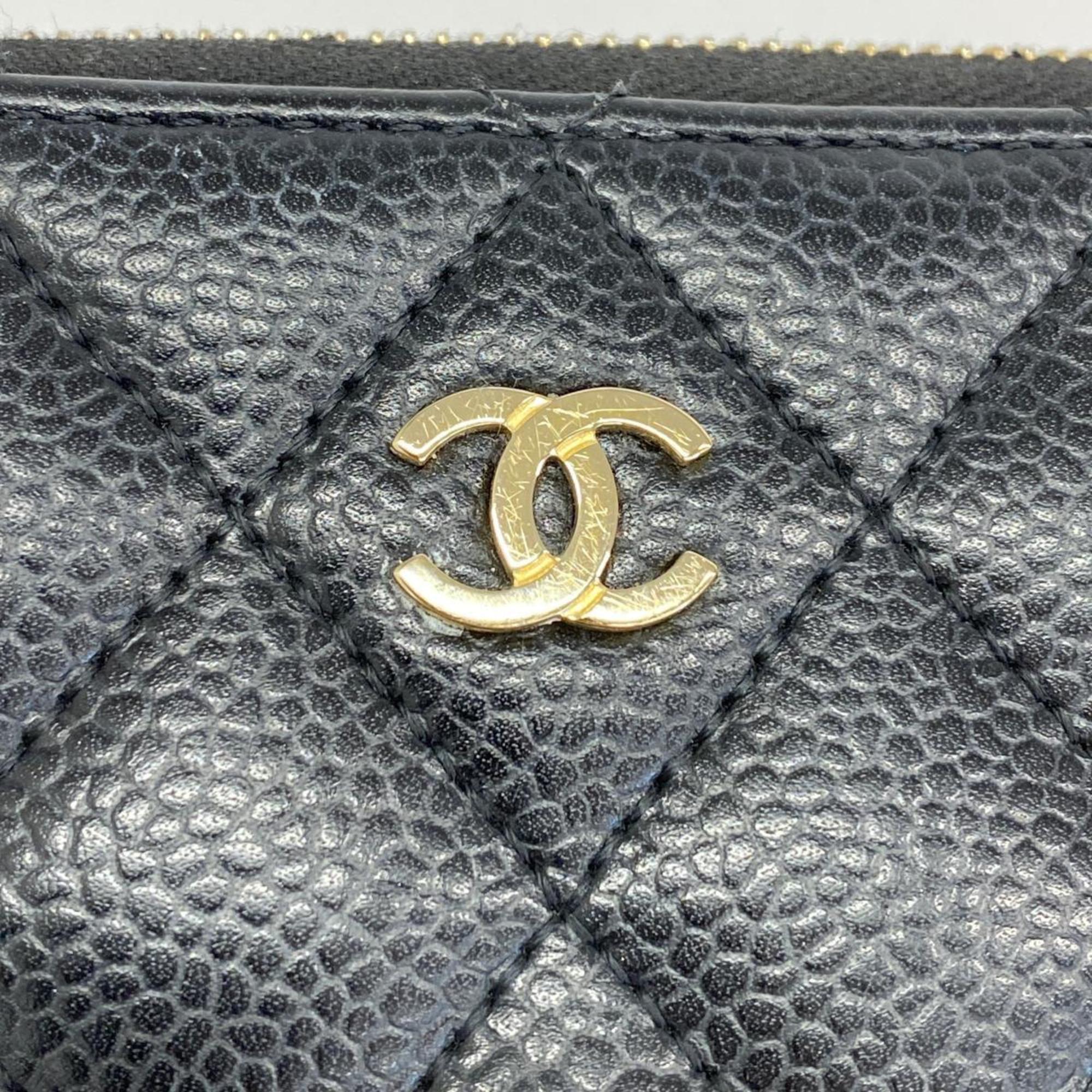 シャネル(Chanel) シャネル 長財布 マトラッセ キャビアスキン ブラック   レディース