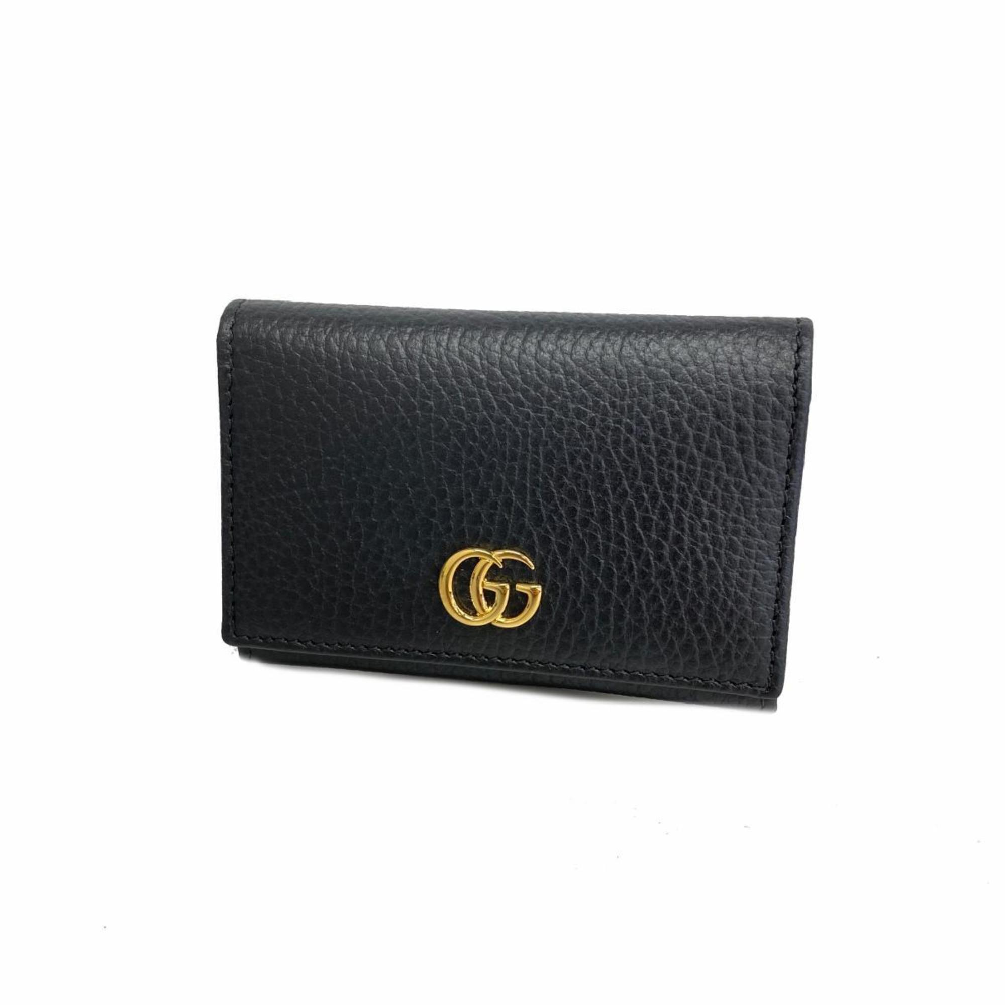 グッチ(Gucci) グッチ 名刺入れ GGマーモント 739525 レザー ブラック   メンズ レディース