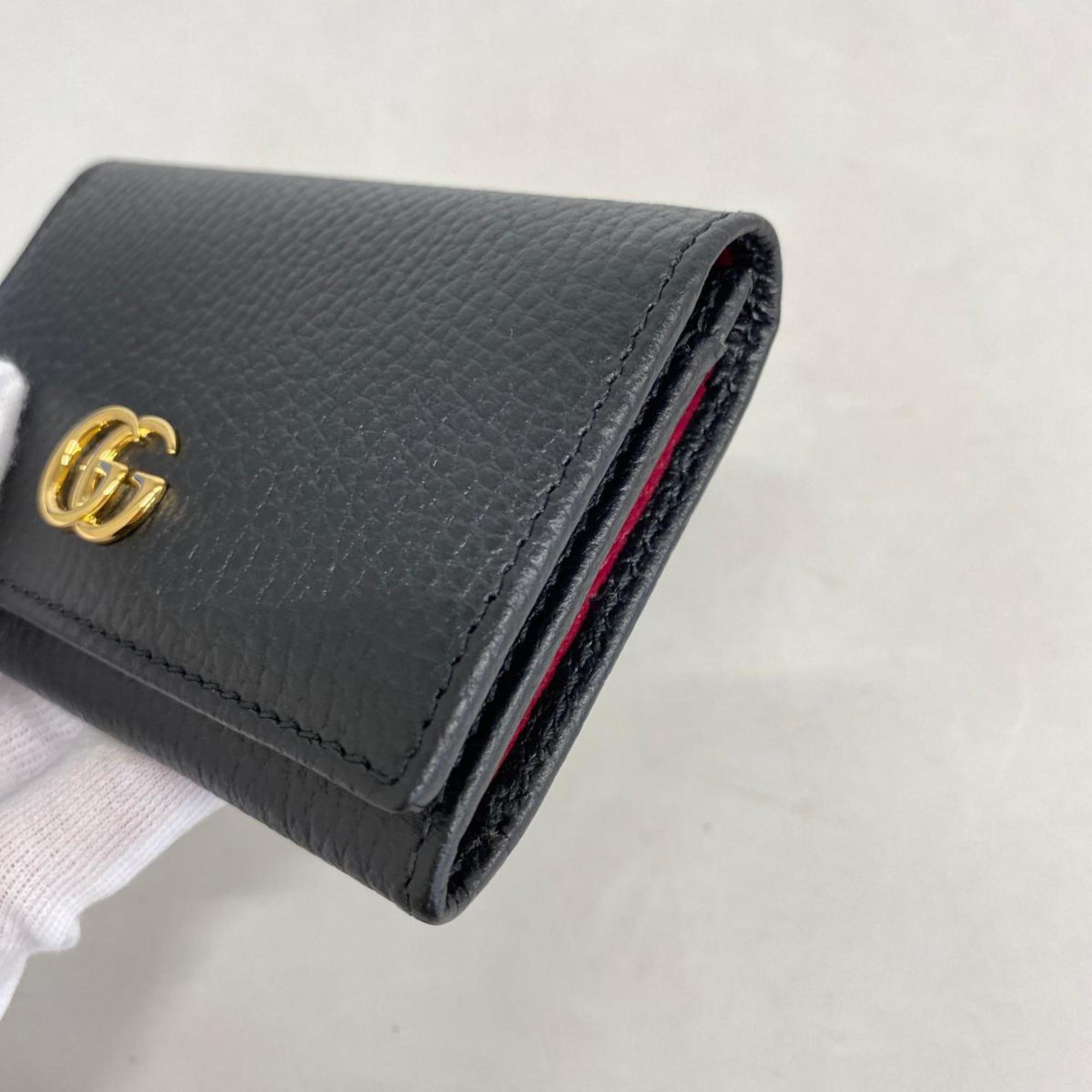 グッチ(Gucci) グッチ 名刺入れ GGマーモント 739525 レザー ブラック   メンズ レディース