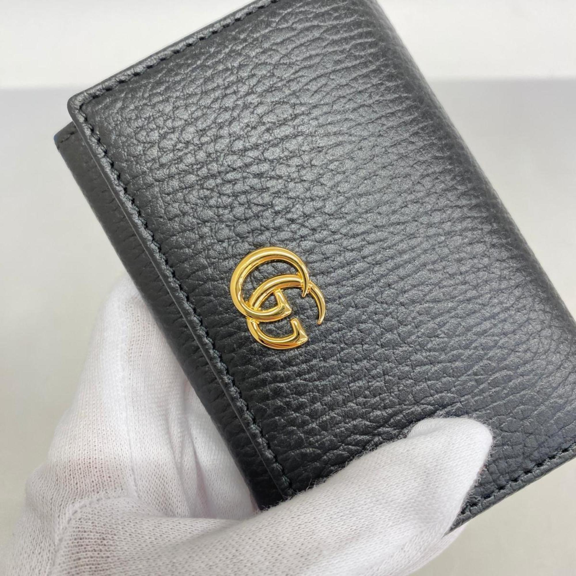 グッチ(Gucci) グッチ 名刺入れ GGマーモント 739525 レザー ブラック   メンズ レディース