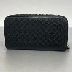 グッチ(Gucci) グッチ 長財布 マイクログッチシマ 449391 レザー ブラック シャンパン  メンズ レディース