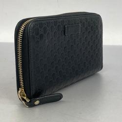 グッチ(Gucci) グッチ 長財布 マイクログッチシマ 449391 レザー ブラック シャンパン  メンズ レディース